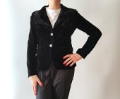 Czarna welurowa marynarka 36 S Reflex retro żakiet kurtka blazer velvet