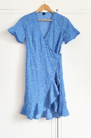 Nowa sukienka Vero Moda S 36 niebieska białe kropki midi cottage wrap dress-2