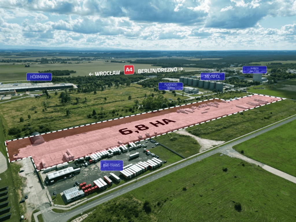 Wybetonowana, ogrodzona, oświetlona działka wraz z halą 384 m² tuż przy A4 – pohled 5