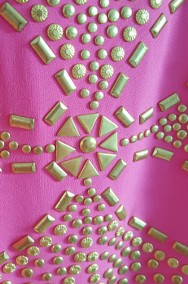 Sukienka Versace dla H&M różowa jedwabna złote dżety cekiny 38 M zamek-2
