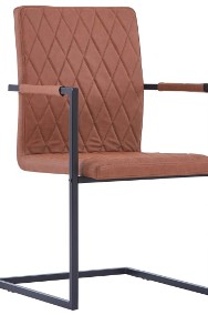 vidaXL Krzesła stołowe, 2 szt., wspornikowe, brązowe, ekoskóra281681-2