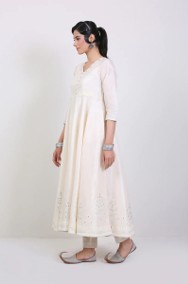Indyjski komplet M 38 tunika sukienka kameez spodnie boho folk Bollywood biały-2