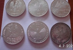 Srebrne monety 10 eurowe.