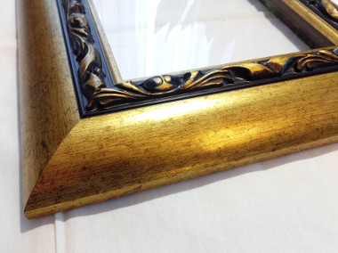 rama do obrazu ramka drewniana szeroka 7 cm stare złoto czerń szybka okazja-1