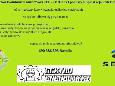 Uprawnienia    SEP G1/G2/G3 pomiary E/D-1