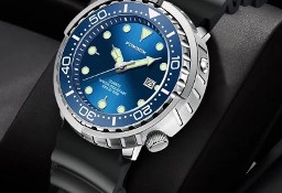 Duży zegarek męski 47mm styl nurka tuńczyk mocna luma datownik wodoszczelny WR50