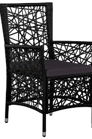 vidaXL Krzesła ogrodowe z poduszkami, 2 szt., polirattan, czarne 44089-2