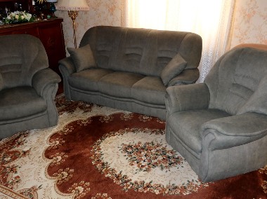 Piękny komplet wypoczynkowy Bologna sofa 3 os. i 2 fotele szara zieleń-1