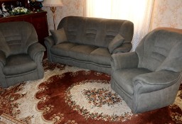 Piękny komplet wypoczynkowy Bologna sofa 3 os. i 2 fotele szara zieleń