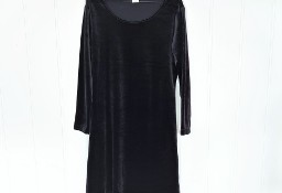 Czarna sukienka vintage 40 L welur welurowa mini Wednesday retro mała czarna