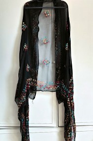 Duża chusta szal dupatta haftowana szyfon czarna orient hidżab hijab pareo-2