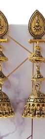 Nowe kolczyki indyjskie orientalne długie dzwonki złoty kolor boho bohemian-3