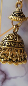 Nowe kolczyki indyjskie orientalne długie dzwonki złoty kolor boho bohemian-4