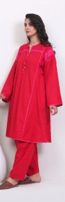 Komplet indyjski salwar kameez czerwony M haft boho hippie orient folk etno-3