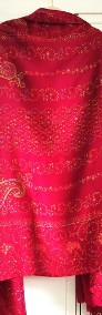 Duży szal orientalny indyjski haftowany haft paisley pashmina czerwony-3