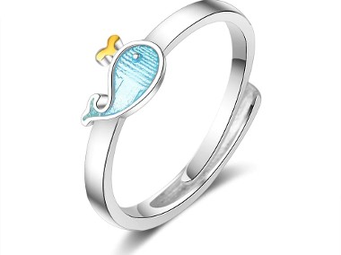 Nowy pierścionek posrebrzany srebrny kolor wieloryb delfin ryba ryby morze-1
