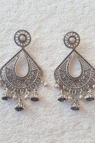 Nowe indyjskie kolczyki łezki boho bohemian retro hippie srebrny kolor mandala-2