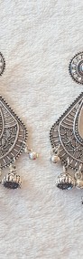 Nowe indyjskie kolczyki łezki boho bohemian retro hippie srebrny kolor mandala-3