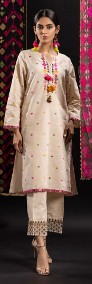 Tunika boho S 36 bawełna beżowa kolorowa wzór etno hippie indyjska orient-4