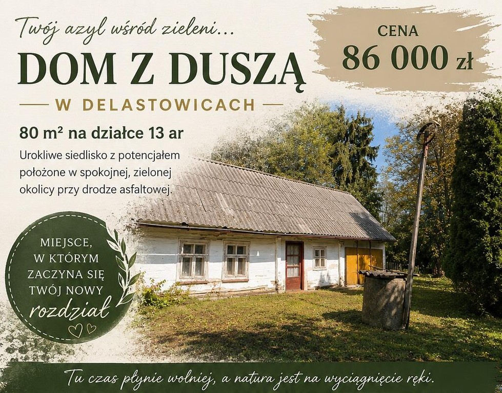 Dom na sprzedaż, 2 pokoje, 80 m², Szczucin