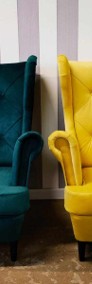 Fotel Uszak w tkaninie welurowej, piękne wykończenie, wygoda i elegancja-4