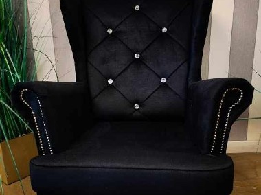 Fotel Uszak w tkaninie welurowej, piękne wykończenie, wygoda i elegancja-1