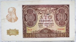 Banknot Polska GG Okupacja 100 Złotych zł 1940 rok r. Seria E Stan I/II AU 