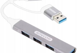 HUB rozdzielacz USB C + USB A - 4 porty USB 3.0 - wykonany z aluminium