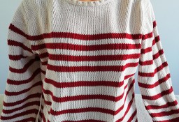 biały sweter w pasy  czerwone rozmiar 38-40