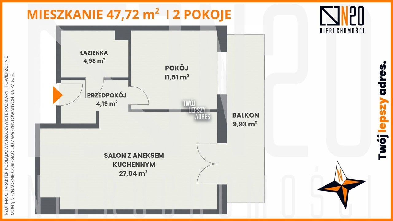 Żabiniec - 2 pokoje z dużym balkonem – pohled 4