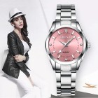 Zegarek damski różowy srebrny klasyczny Chenxi bransoleta stalowa kwarcowy