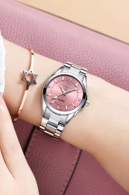 Zegarek damski różowy srebrny klasyczny Chenxi bransoleta stalowa kwarcowy-2