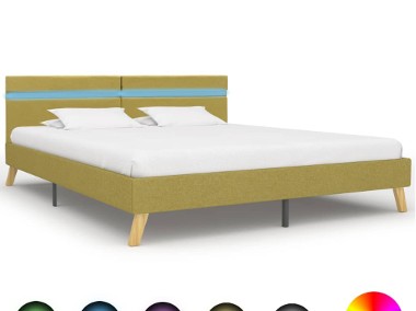 vidaXL Rama łóżka z LED, zielona, tkanina, 180 x 200 cm 284863-1