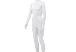 vidaXL Manekin męski ze szklaną podstawą, biały, błyszczący, 185 cmSKU:142926*