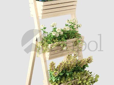 Kwietnik drewniany drabinka stojak na kwiaty-1