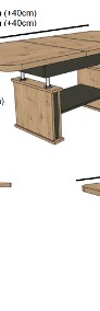 ława rozkładana podnoszona ławostół stolik w stylu loft L02 blat 120+40x70-4