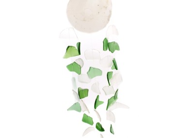 Szklany Dzwonek Wietrzny – Green / White-1