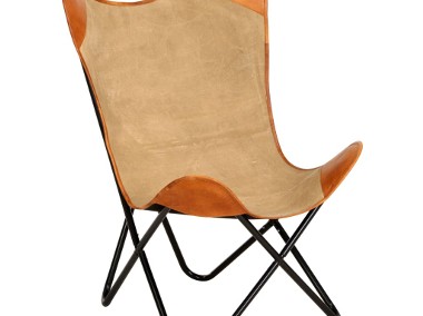 vidaXL Krzesło motyl, brązowe, skóra naturalna 283770-1