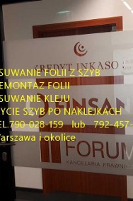 Usługa demontażu, usuwania folii z szyb, witryn, przeszkleń biurowych  Warszawa -2