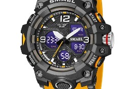 Sportowy zegarek SMAEL pomarańczowy analogowo cyfrowy elektroniczny LED WR50