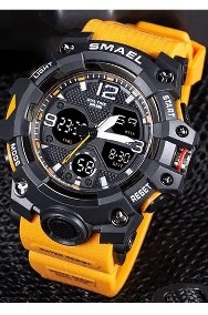 Sportowy zegarek SMAEL pomarańczowy analogowo cyfrowy elektroniczny LED WR50-2