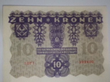 1922 rok Austria 10 Krone Oryginalny banknot-1