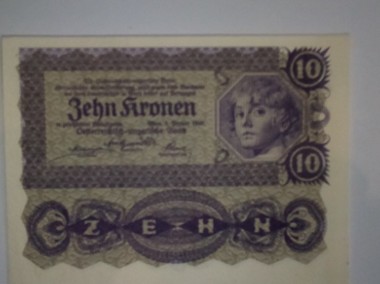 1922 rok Austria 10 Krone Oryginalny banknot-2