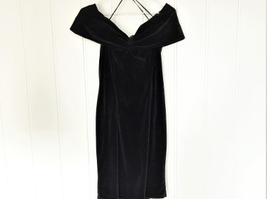 Czarna sukienka vintage M 38 Diana welur welurowa mała czarna koktajlowa retro-1