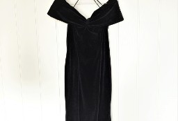 Czarna sukienka vintage M 38 Diana welur welurowa mała czarna koktajlowa retro