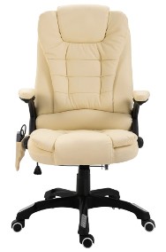 vidaXL Krzesło biurowe z masażem, kremowe, sztuczna skóra20238-2