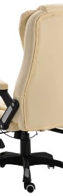vidaXL Krzesło biurowe z masażem, kremowe, sztuczna skóra20238-3