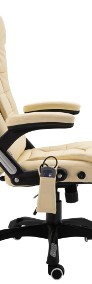 vidaXL Krzesło biurowe z masażem, kremowe, sztuczna skóra20238-4