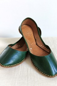 Zielone skórzane buty balerinki 37 skóra orient indyjskie khussa mojari jutti -2