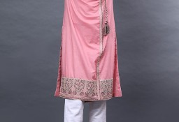 Nowa tunika indyjska różowa L 40 bawełna angrakha kameez kaftan sukienka